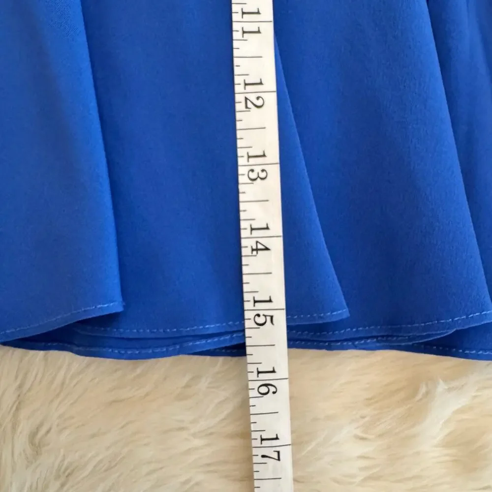 Madison Marcus Blue Silk Skater Mini Skirt XS NWT